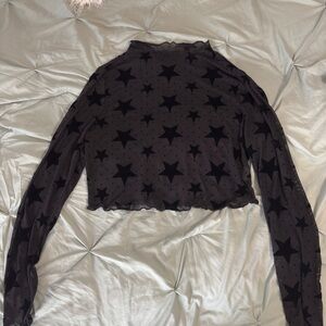 Black Star Patterned Sheer Top
